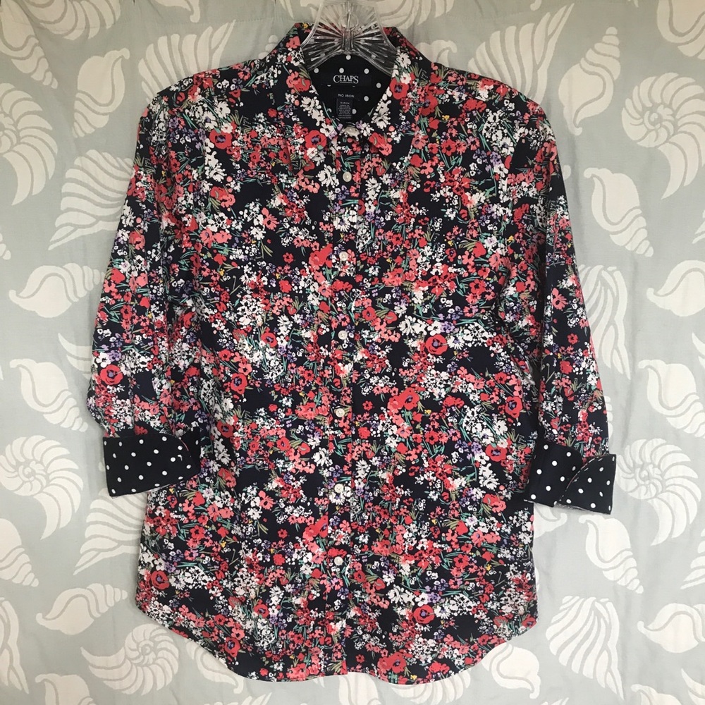 Floral, Polka-Dot detail Chaps Women’s No-Iron top